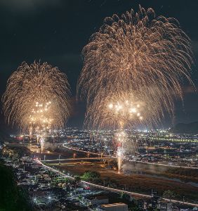 ありだがわ楽市　予告花火