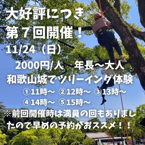 第7回お城でツリーイング体験！！ 和歌山城で木登りにチャレンジ！！